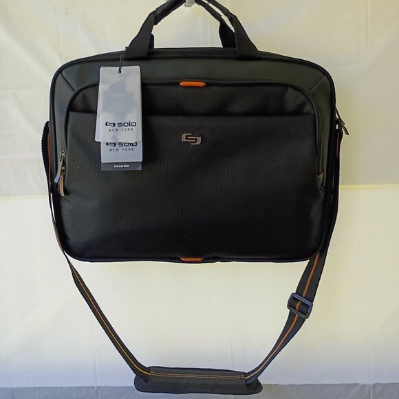 SOLO Slim Brief Laptop/Notebook Shoulder Bag Briefcase New - Picture 1 of 9